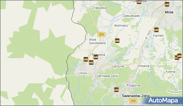 mapa Pobiedna gmina Leśna, Pobiedna gmina Leśna na mapie Targeo