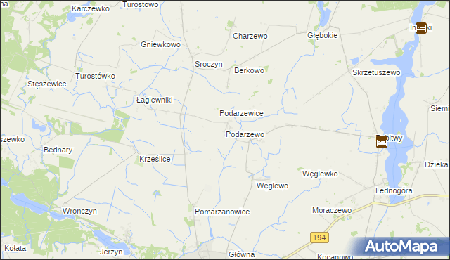 mapa Podarzewo, Podarzewo na mapie Targeo