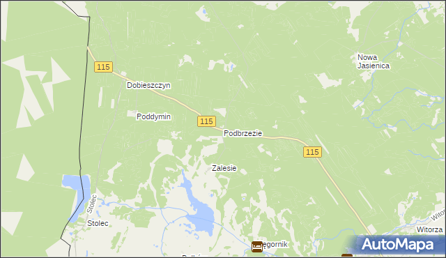 mapa Podbrzezie gmina Police, Podbrzezie gmina Police na mapie Targeo