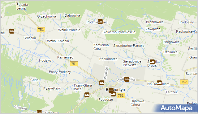 mapa Podkonarze, Podkonarze na mapie Targeo