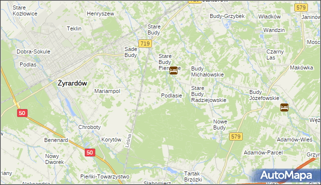 mapa Podlasie gmina Radziejowice, Podlasie gmina Radziejowice na mapie Targeo
