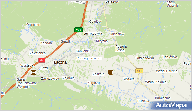 mapa Podłazie gmina Łączna, Podłazie gmina Łączna na mapie Targeo