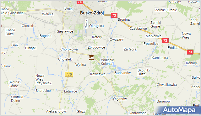 mapa Podlesie Kolonia gmina Busko-Zdrój, Podlesie Kolonia gmina Busko-Zdrój na mapie Targeo