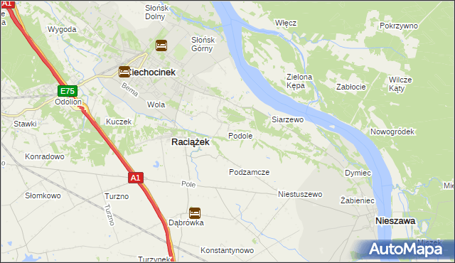 mapa Podole gmina Raciążek, Podole gmina Raciążek na mapie Targeo
