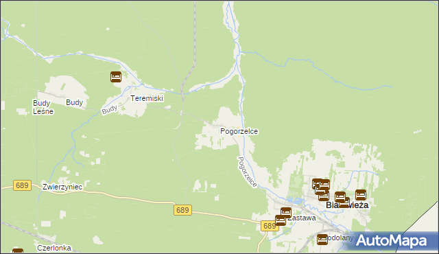 mapa Pogorzelce, Pogorzelce na mapie Targeo