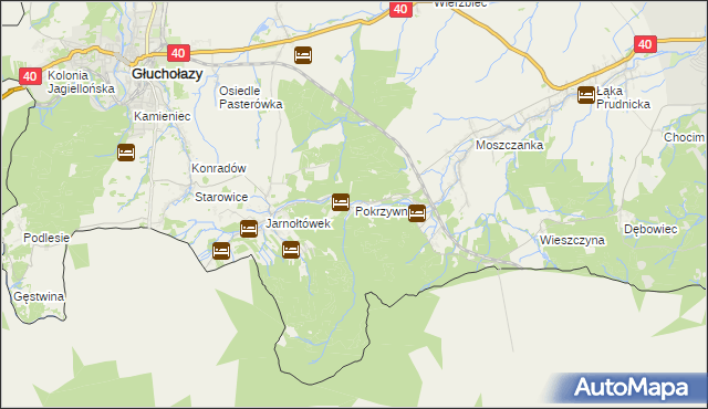 mapa Pokrzywna gmina Głuchołazy, Pokrzywna gmina Głuchołazy na mapie Targeo