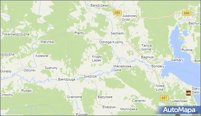 mapa Pólko gmina Michałowo, Pólko gmina Michałowo na mapie Targeo