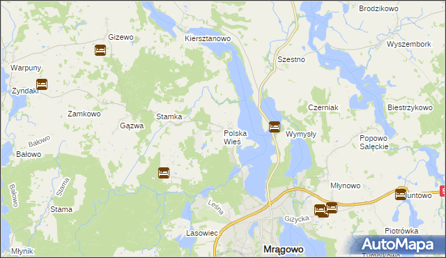 mapa Polska Wieś gmina Mrągowo, Polska Wieś gmina Mrągowo na mapie Targeo