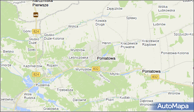 mapa Poniatowa powiat opolski, Poniatowa powiat opolski na mapie Targeo