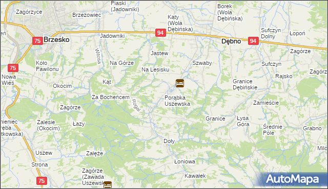 mapa Porąbka Uszewska, Porąbka Uszewska na mapie Targeo