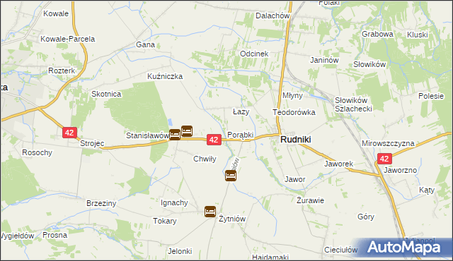 mapa Porąbki gmina Rudniki, Porąbki gmina Rudniki na mapie Targeo