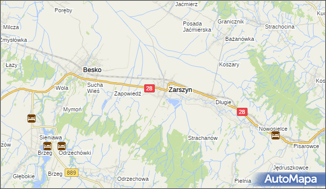 mapa Posada Zarszyńska, Posada Zarszyńska na mapie Targeo