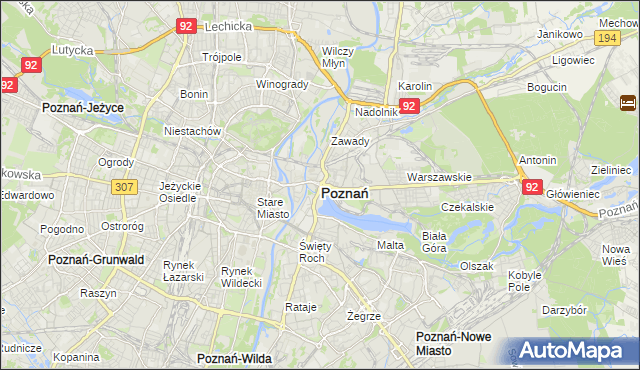 mapa Poznania, Poznań na mapie Targeo