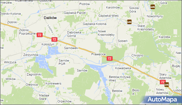 mapa Prawęcice, Prawęcice na mapie Targeo