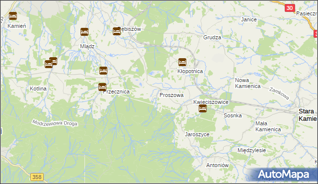 mapa Proszowa, Proszowa na mapie Targeo