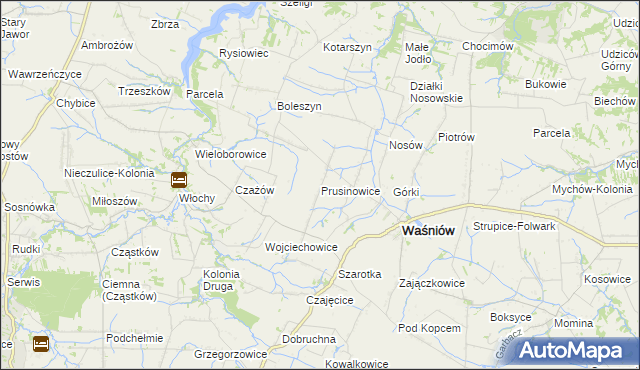 mapa Prusinowice gmina Waśniów, Prusinowice gmina Waśniów na mapie Targeo