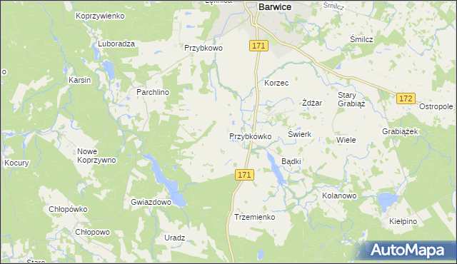 mapa Przybkówko, Przybkówko na mapie Targeo