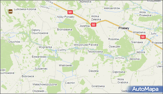 mapa Przykory gmina Pniewy, Przykory gmina Pniewy na mapie Targeo