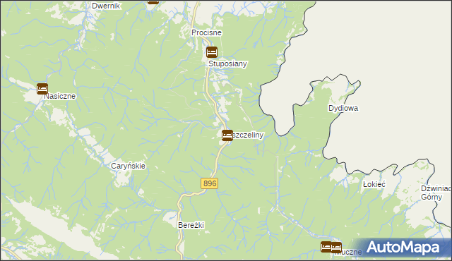 mapa Pszczeliny, Pszczeliny na mapie Targeo