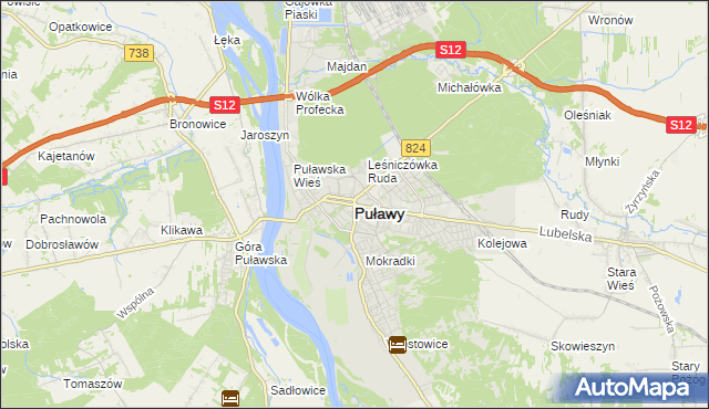 mapa Puław, Puławy na mapie Targeo