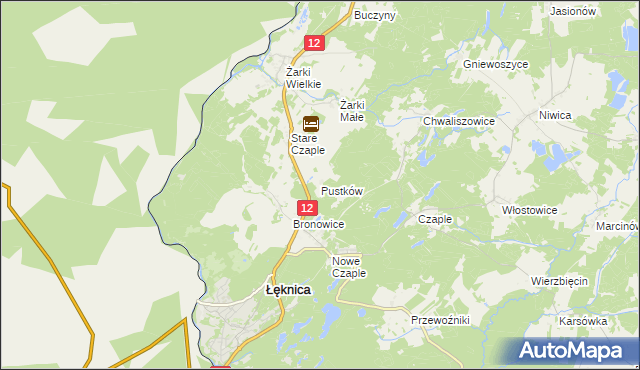 mapa Pustków gmina Trzebiel, Pustków gmina Trzebiel na mapie Targeo