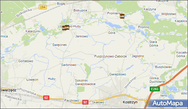 mapa Puszczykowo-Zaborze, Puszczykowo-Zaborze na mapie Targeo