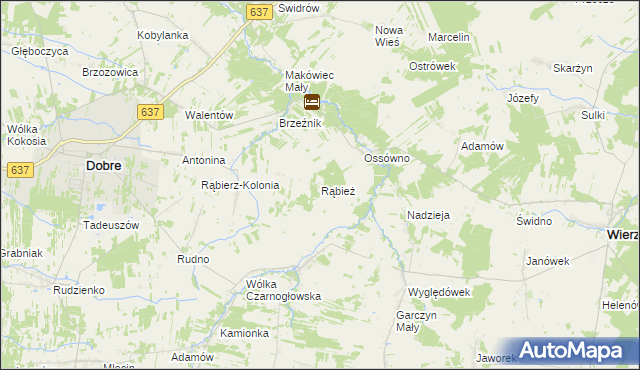 mapa Rąbież gmina Wierzbno, Rąbież gmina Wierzbno na mapie Targeo