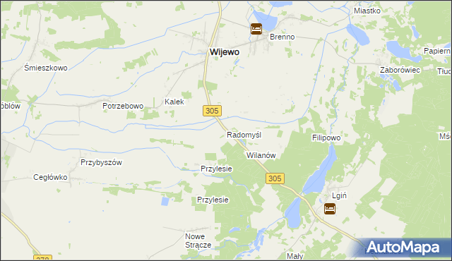 mapa Radomyśl gmina Wijewo, Radomyśl gmina Wijewo na mapie Targeo