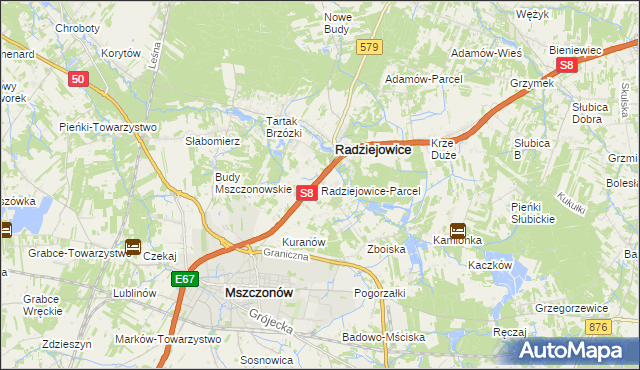 mapa Radziejowice-Parcel, Radziejowice-Parcel na mapie Targeo