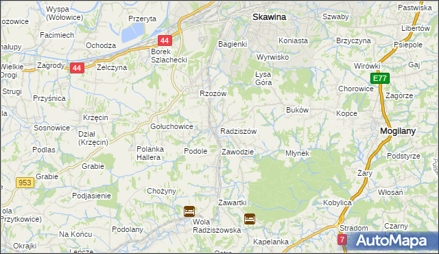 mapa Radziszów, Radziszów na mapie Targeo