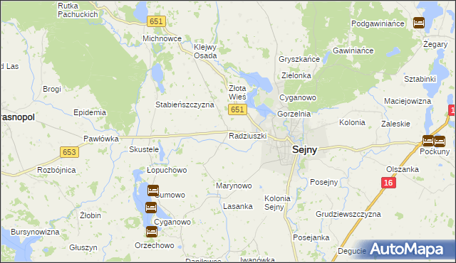 mapa Radziuszki, Radziuszki na mapie Targeo