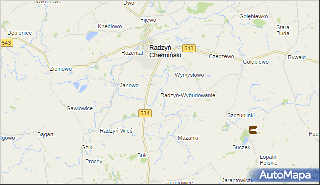 mapa Radzyń-Wybudowanie, Radzyń-Wybudowanie na mapie Targeo