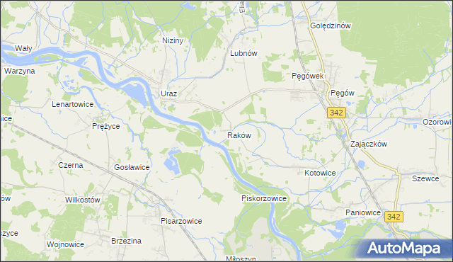 mapa Raków gmina Oborniki Śląskie, Raków gmina Oborniki Śląskie na mapie Targeo