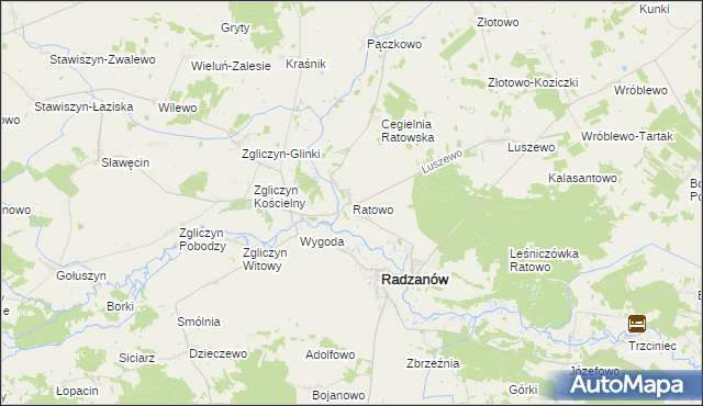 mapa Ratowo gmina Radzanów, Ratowo gmina Radzanów na mapie Targeo
