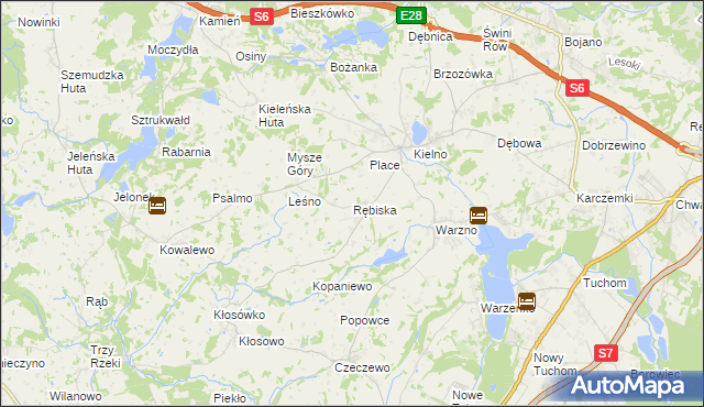 mapa Rębiska gmina Szemud, Rębiska gmina Szemud na mapie Targeo