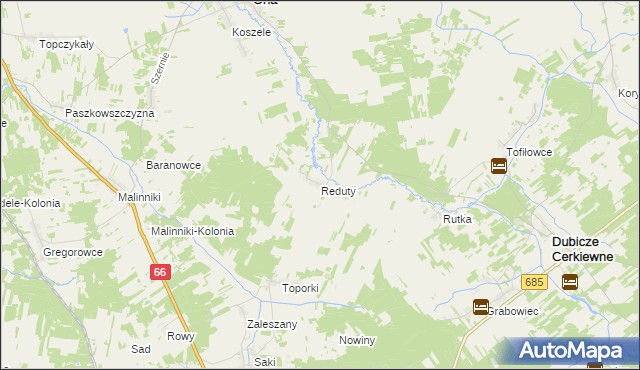 mapa Reduty, Reduty na mapie Targeo