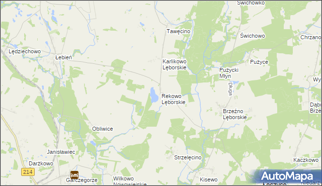 mapa Rekowo Lęborskie, Rekowo Lęborskie na mapie Targeo