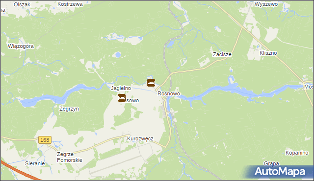 mapa Rosnowo gmina Manowo, Rosnowo gmina Manowo na mapie Targeo