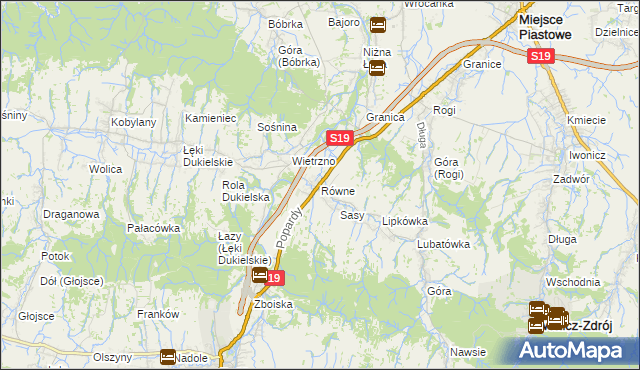 mapa Równe gmina Dukla, Równe gmina Dukla na mapie Targeo