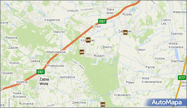 mapa Rozalin gmina Nadarzyn, Rozalin gmina Nadarzyn na mapie Targeo