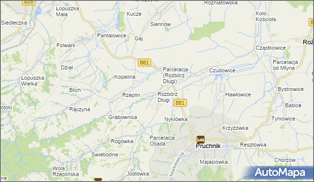 mapa Rozbórz Długi, Rozbórz Długi na mapie Targeo