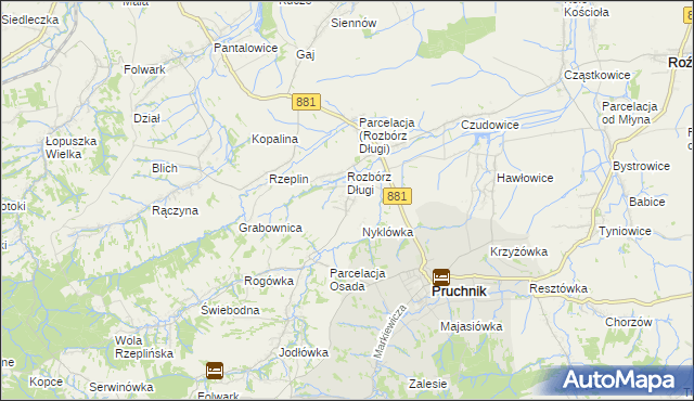 mapa Rozbórz Okrągły, Rozbórz Okrągły na mapie Targeo