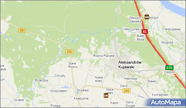 mapa Rożno-Parcele, Rożno-Parcele na mapie Targeo