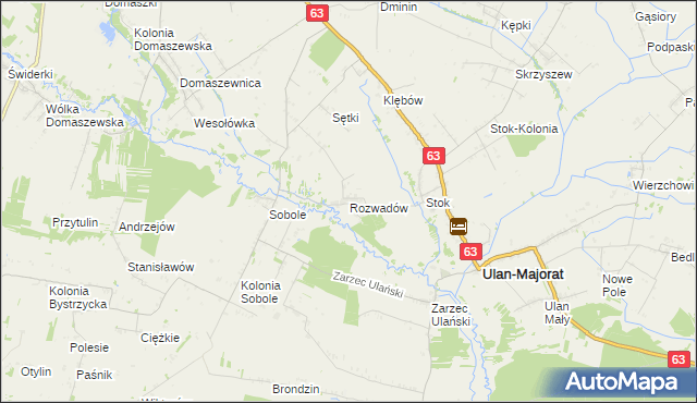 mapa Rozwadów gmina Ulan-Majorat, Rozwadów gmina Ulan-Majorat na mapie Targeo