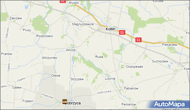 mapa Ruda gmina Dobrzyca, Ruda gmina Dobrzyca na mapie Targeo