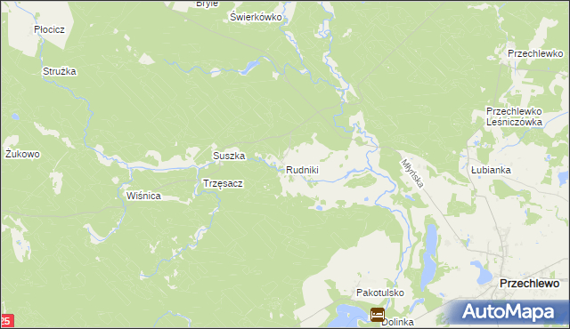 mapa Rudniki gmina Przechlewo, Rudniki gmina Przechlewo na mapie Targeo