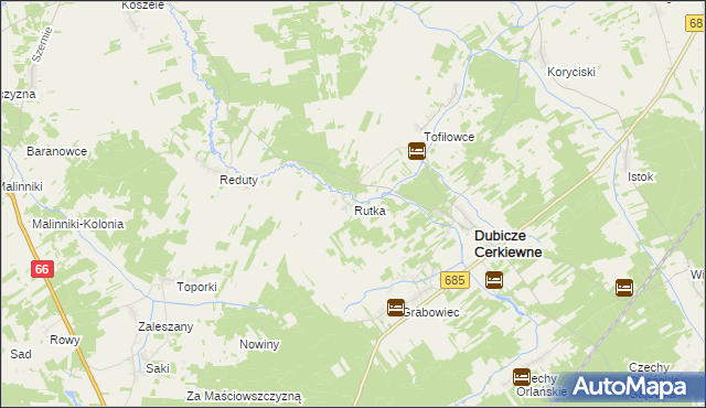 mapa Rutka gmina Dubicze Cerkiewne, Rutka gmina Dubicze Cerkiewne na mapie Targeo
