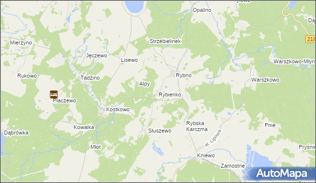 mapa Rybienko gmina Gniewino, Rybienko gmina Gniewino na mapie Targeo