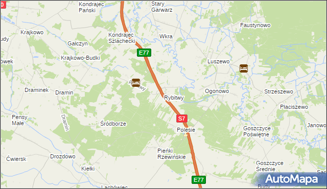 mapa Rybitwy gmina Baboszewo, Rybitwy gmina Baboszewo na mapie Targeo
