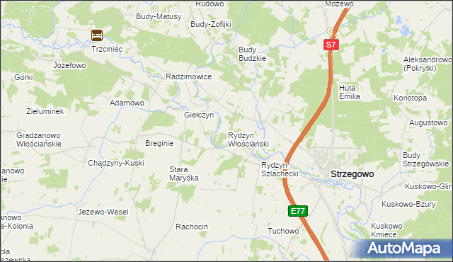 mapa Rydzyn Włościański, Rydzyn Włościański na mapie Targeo